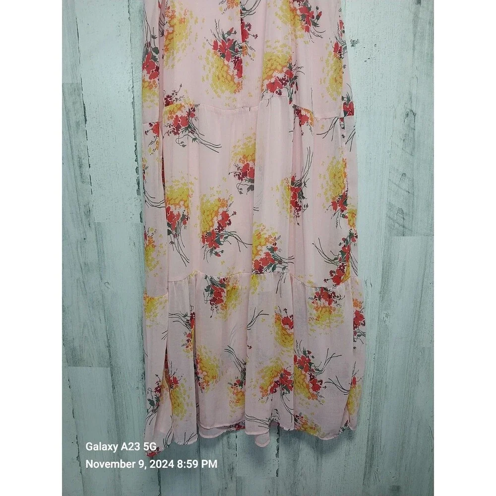 J Crew Mercantile Pink Sunburst Floral Tiered Maxi Dress Size 12